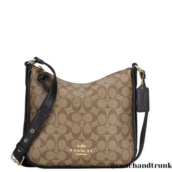COACH 2 PCS NWT Ellie File Bag Khaki Black And Long Zip Around Wrist Strap - Picture 7 of 13